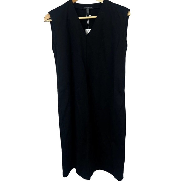 Eileen Fisher Black Sleeveless V-Neck Dress Size PP/PTP Lyocell - Picture 1 of 9